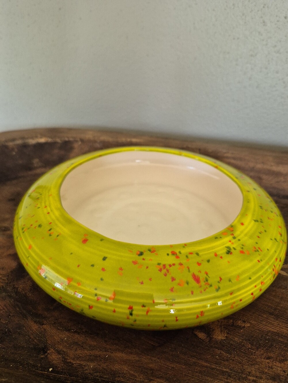 Lime Green Speckled Ceramic Bowl - Brand Unspecified